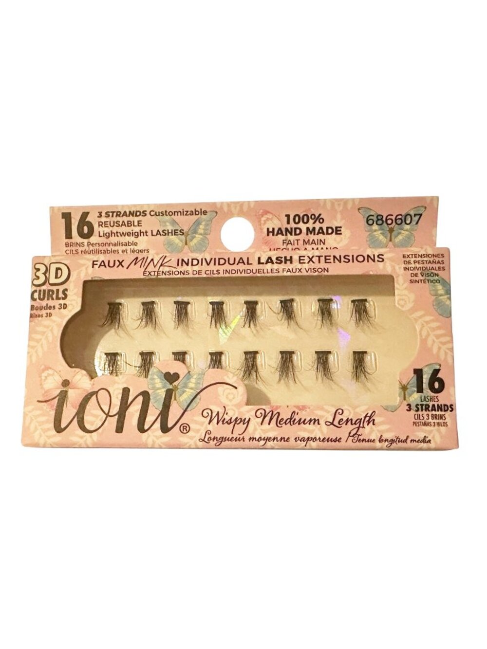 Ioni 3D Curls Faux Mink Lash Extensions Wispy Medium Length #686607 New
